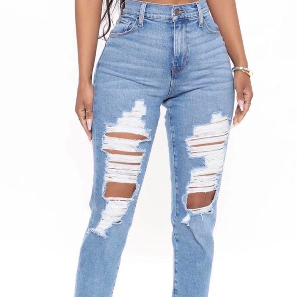 Fashion nova ripped slim mom jeans